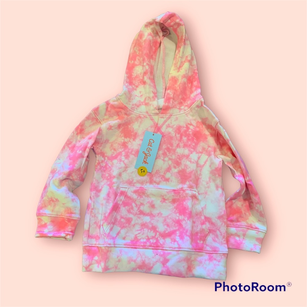 Cat & Jack tie dye hoodie Brand New in bag . Bright pink size 2T